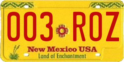 NM license plate 003ROZ
