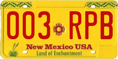 NM license plate 003RPB