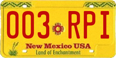 NM license plate 003RPI