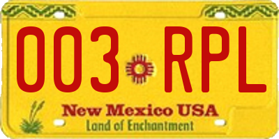 NM license plate 003RPL