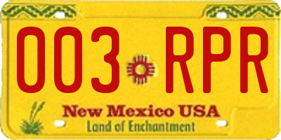 NM license plate 003RPR