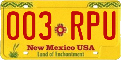 NM license plate 003RPU