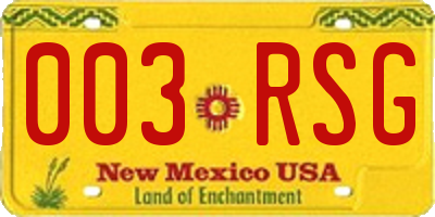 NM license plate 003RSG
