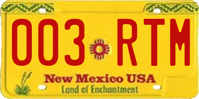 NM license plate 003RTM