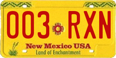 NM license plate 003RXN