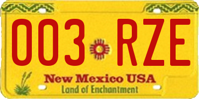 NM license plate 003RZE