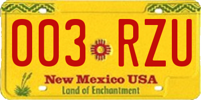 NM license plate 003RZU