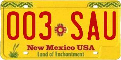 NM license plate 003SAU