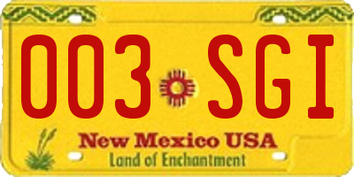 NM license plate 003SGI