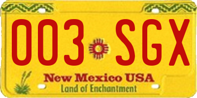 NM license plate 003SGX