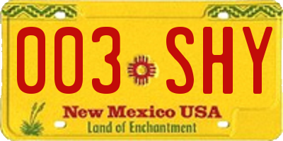 NM license plate 003SHY