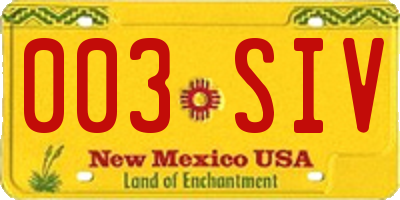 NM license plate 003SIV