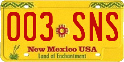 NM license plate 003SNS