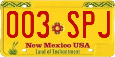 NM license plate 003SPJ