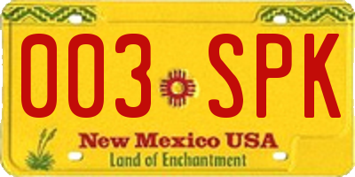 NM license plate 003SPK