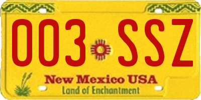 NM license plate 003SSZ