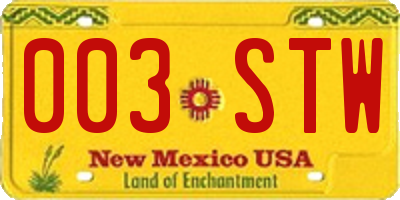 NM license plate 003STW