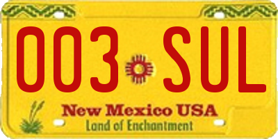 NM license plate 003SUL