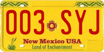 NM license plate 003SYJ