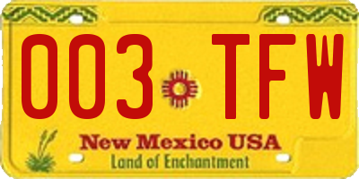 NM license plate 003TFW