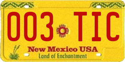 NM license plate 003TIC