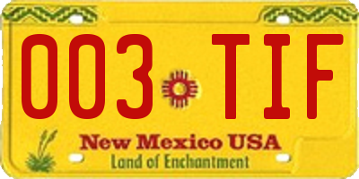 NM license plate 003TIF