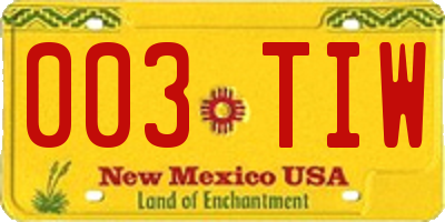 NM license plate 003TIW