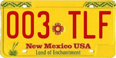 NM license plate 003TLF