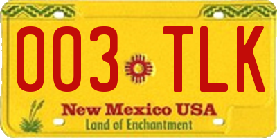NM license plate 003TLK
