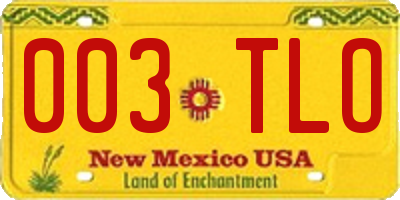 NM license plate 003TLO