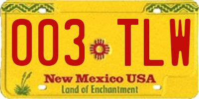 NM license plate 003TLW