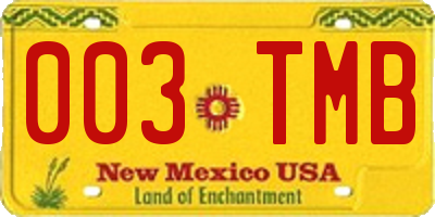 NM license plate 003TMB