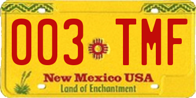 NM license plate 003TMF