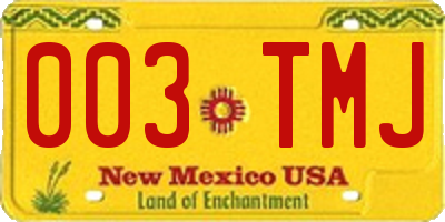 NM license plate 003TMJ