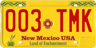 NM license plate 003TMK