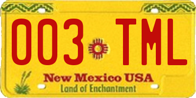 NM license plate 003TML