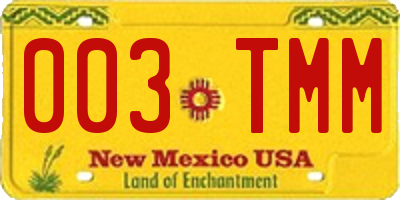 NM license plate 003TMM