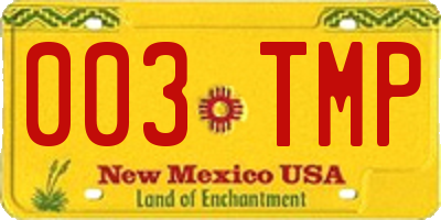 NM license plate 003TMP
