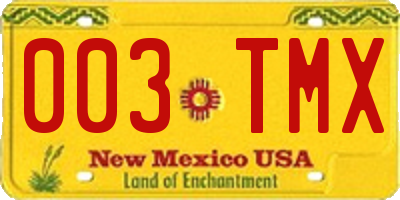 NM license plate 003TMX