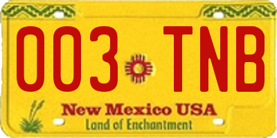 NM license plate 003TNB