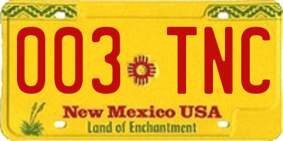 NM license plate 003TNC
