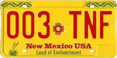 NM license plate 003TNF