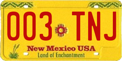 NM license plate 003TNJ