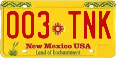 NM license plate 003TNK