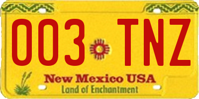NM license plate 003TNZ