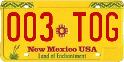 NM license plate 003TOG