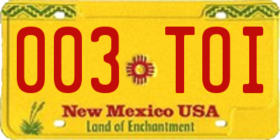 NM license plate 003TOI