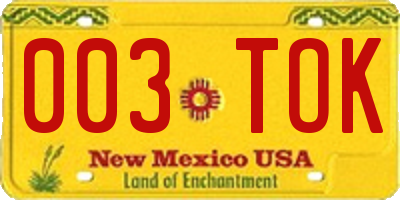 NM license plate 003TOK