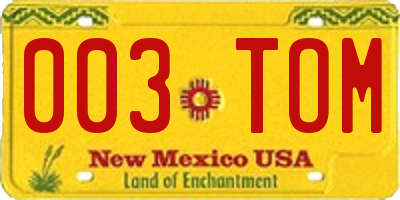 NM license plate 003TOM