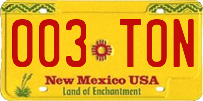 NM license plate 003TON